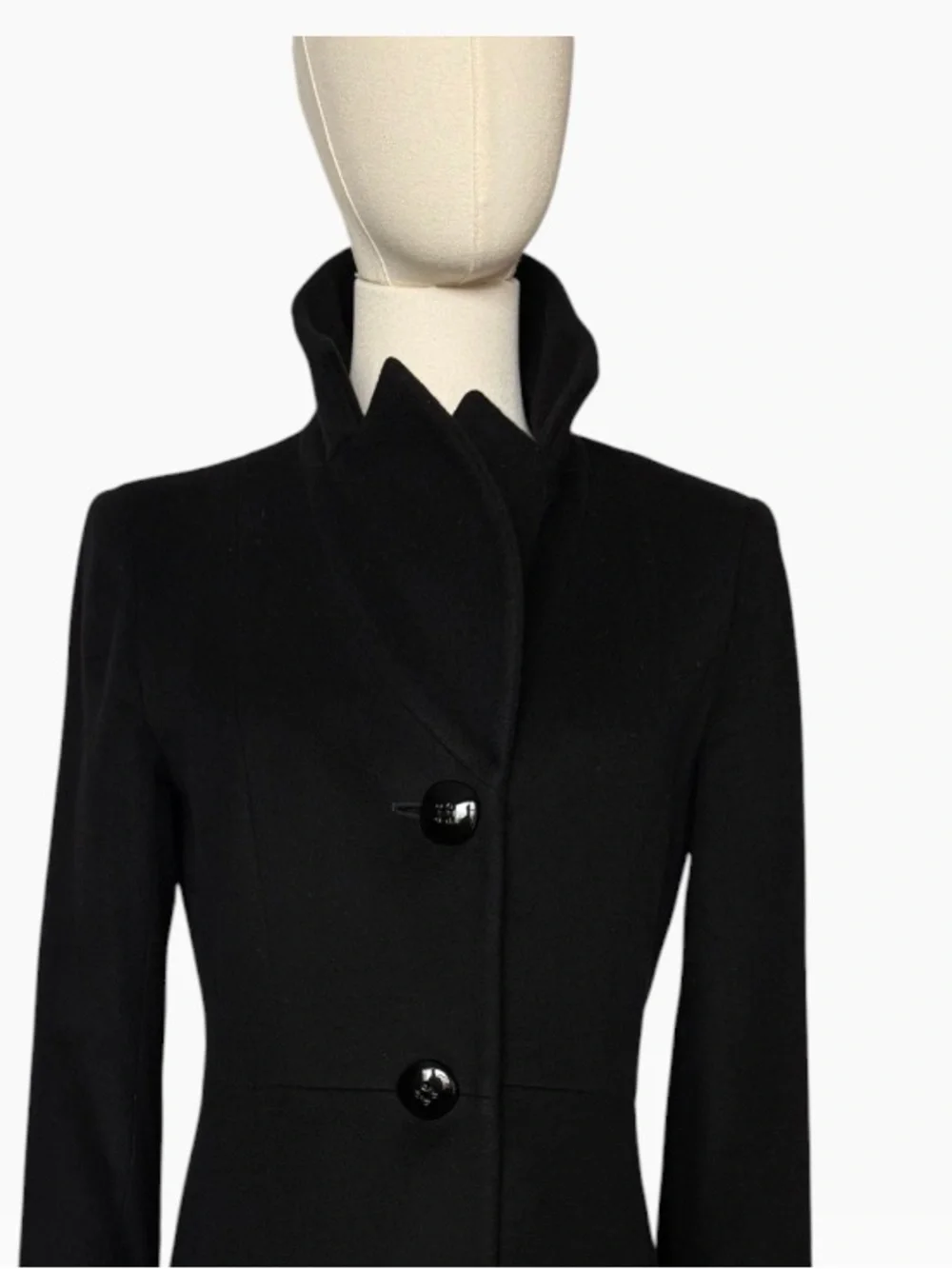 Cinzia Rocca Due Black Wool Cashmere Coat Size 4